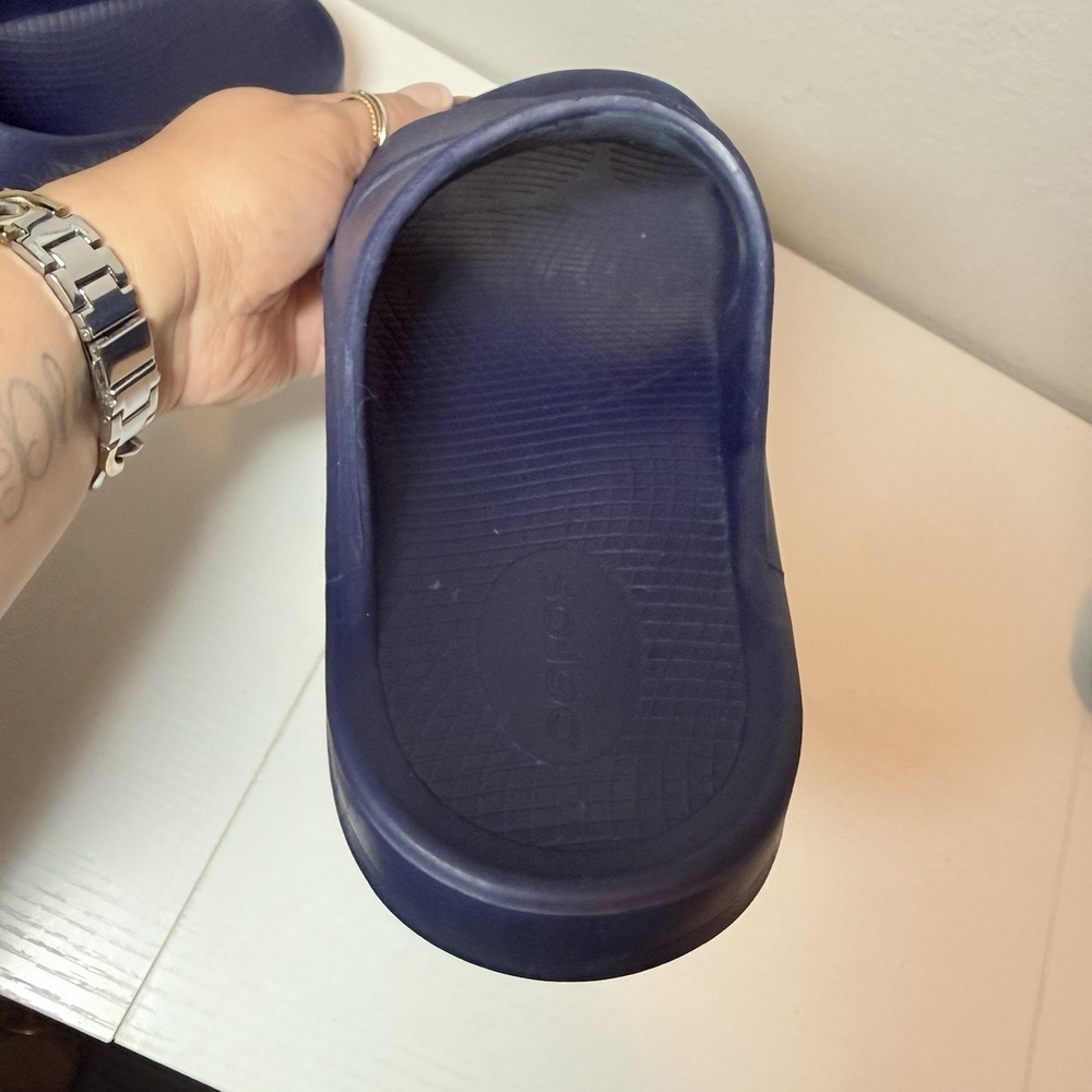 Oofos Ooahh Recovery Slide Sandals Navy Orthopedic Cushioned Women's 9 Men's 7 - Picture 5 of 10